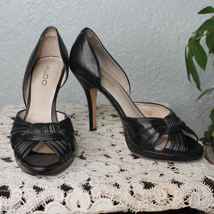Aldo Leather Peep Toe Heels